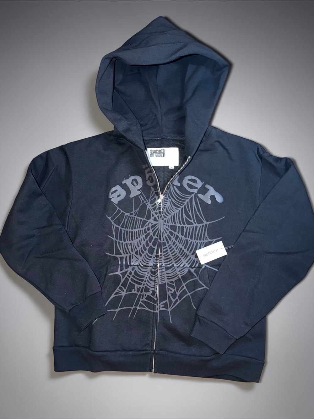 Sp5der OG Web V2 Phantom Zip-Up Hoodie - Black [Phantom / Triple Black]
Size med